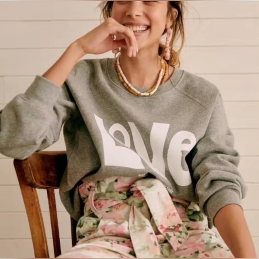 RARE Sezane X Bobo Choses Gray Love Sweatshirt - Picture 3 of 8
